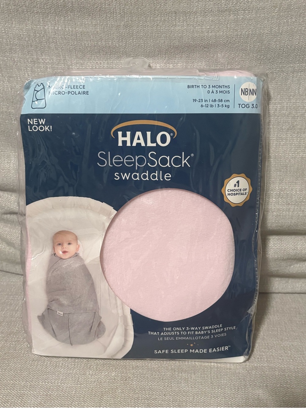 NEW HALO SleepSack Swaddle Micro-Fleece Pink NB 0-3 Months TOG 3.0